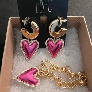 Inc Costume Earrings Heart and Bracelet
